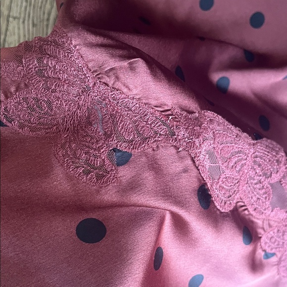 Polka Dot Lace-Trim Maxi Dress in Chestnut Brown - Picture 9 of 12